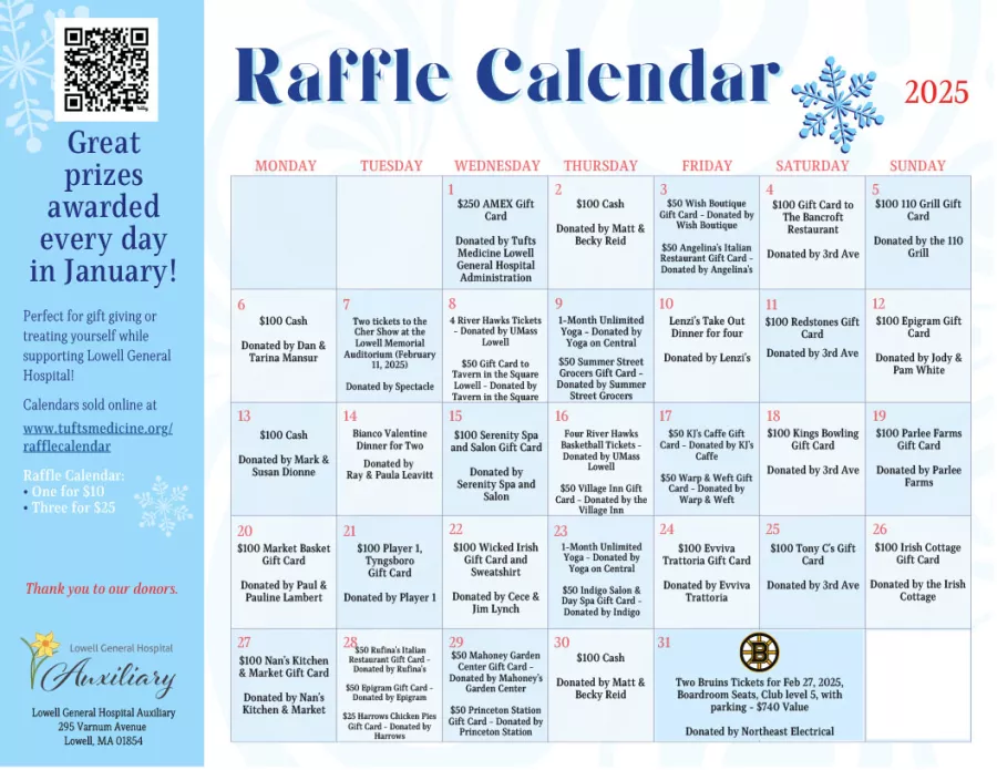 2025 January Raffle Calendar